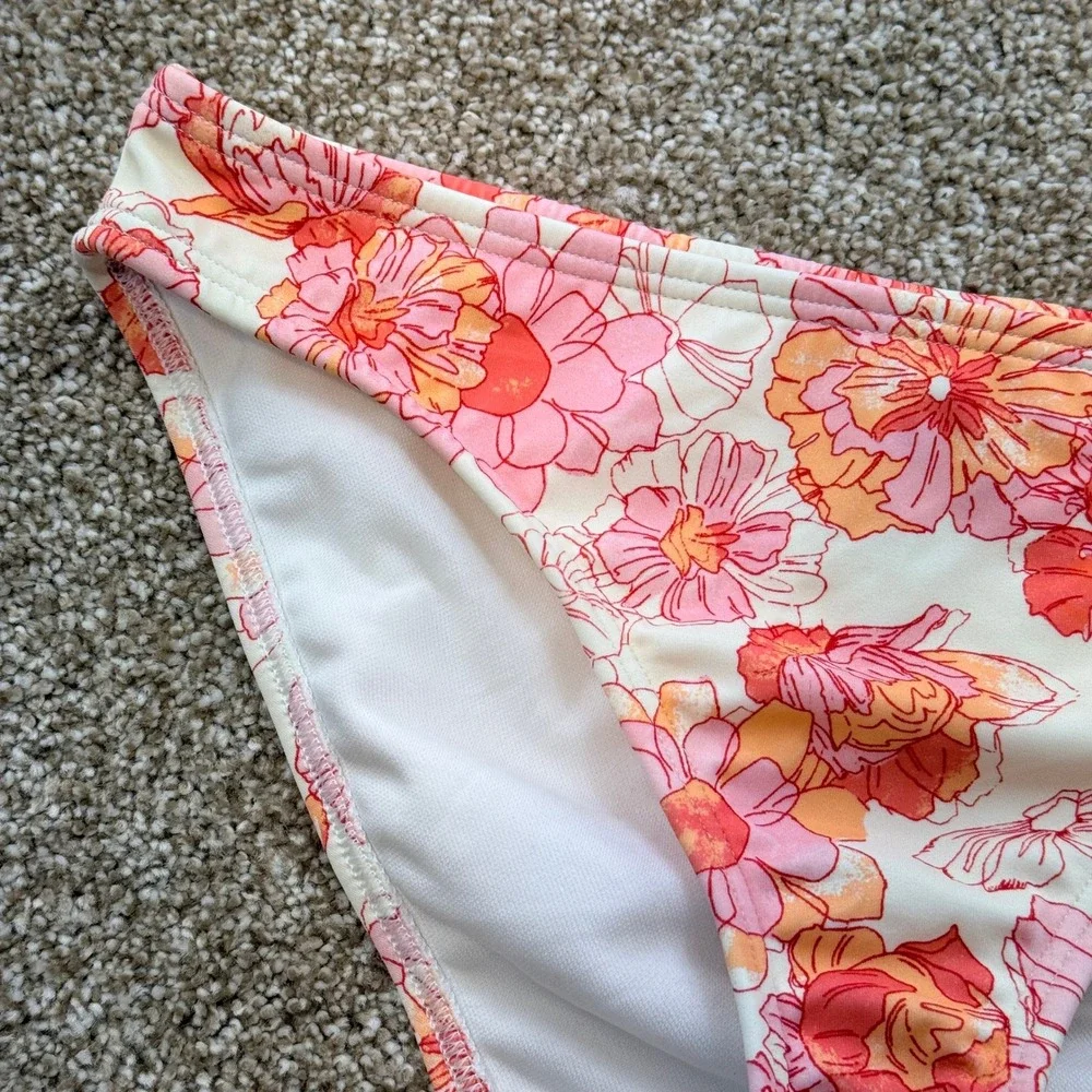 Shade & Shore Womens XS Floral Low Rise Medium Coverage Bikini Bottom NEW Swim